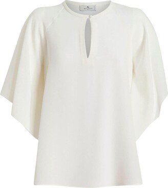 Teardrop-Neckline Detail Blouse