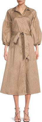 Renee C. Drop Shoulder Midi Shirt Dress