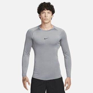 Men's Pro Dri-FIT Tight Long-Sleeve Fitness Top in Grey