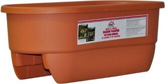 Apollo Plastic Dual Deck Railing Planter Terra Cotta Color 24 Inch