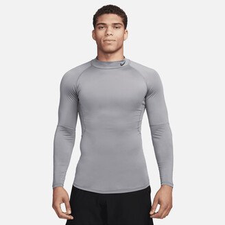Men's Pro Dri-FIT Fitness Mock-Neck Long-Sleeve Top in Grey