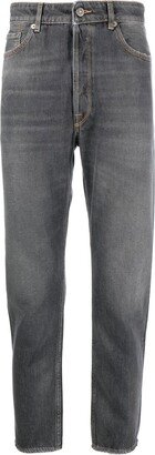 Stonewashed Tapered-Leg Jeans