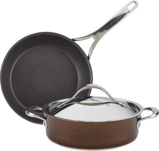 Nouvelle Copper Luxe Hard-Anodized Nonstick Cookware Set, 3-Piece, Sable