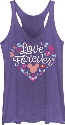 Classic Mickey Love Forever Flowers Heart Women's Racerback Tank Top