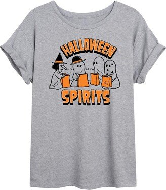 HYBRID APPAREL - Peanuts - Halloween Spirits - Juniors Ideal Flowy Muscle T-Shirt - Size Small Heather Grey