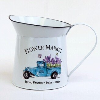 White With Blue Truck 'Flower Market' Pitcher