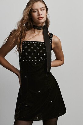 By Anthropologie Sleeveless Embellished Velvet Mini Dress