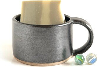 stoneware Shaving Mug - Ceramic Mug Pottery Shaving Kitchen Soap Holder Black Bathroom Assesory