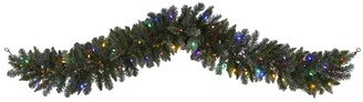 Flocked Artificial Christmas Garland with 50 Led Lights and Berries