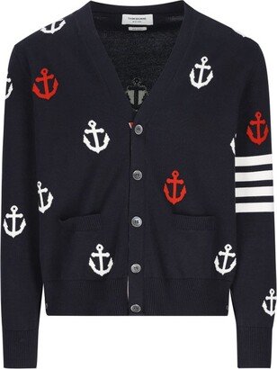 4-Bar Anchor Intarsia Cardigan