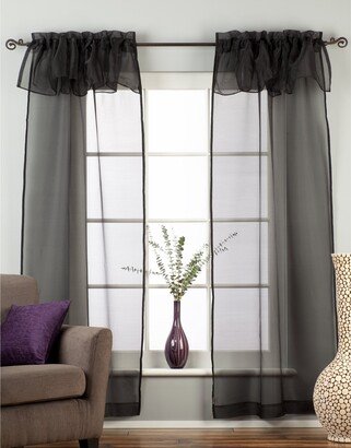 Indian Selections Black Rod Pocket w/ attached Valance Sheer Tissue Curtains - Piece
