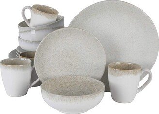 Elite Kashmir 16 Piece Round Stoneware Dinnerware Set in Sand