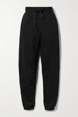 Printed Organic Cotton-jersey Track Pants - Black