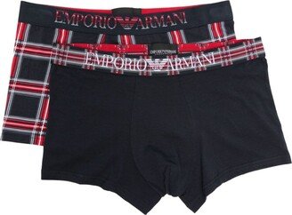 Logo-Waistband Plaid Boxer Briefs (Pack Of Two)