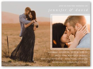 Wedding Invitations: Layered Photos Wedding Invitation, Grey, 6X8, Pearl Shimmer Cardstock, Square