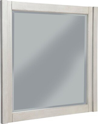 Denver Wood Mirror in Light Gray - White