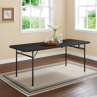 No 6 Foot Bi-Fold Plastic Folding Table, Black