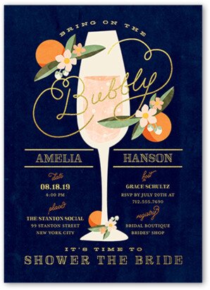 Bridal Shower Invitations: Sweet Nectarine Bridal Shower Invitation, Blue, 5X7, Standard Smooth Cardstock, Square