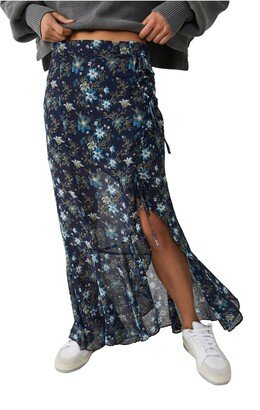 Edge Floral Side Tie Maxi Skirt