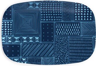 Serving Platters: African Tribal Mud Cloth - Indigo Serving Platter, Blue