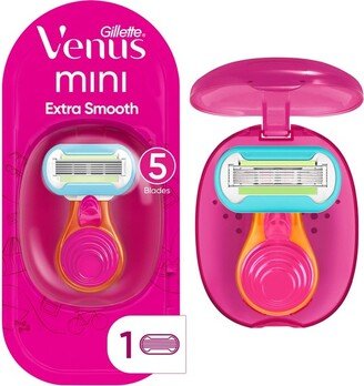 Venus Mini Extra Smooth On The Go Women's Razor + 1 Razor Blade Refill + 1 Travel Case - Trial Size