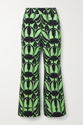 Hendrix Cropped Printed Cotton-blend Bootcut Pants - Green