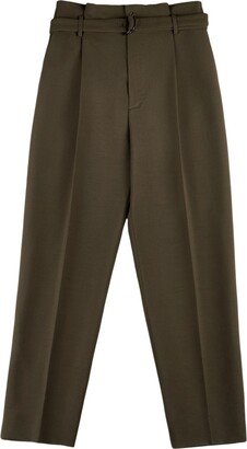 Paperbag-Waist Virgin Wool Tapered Trousers