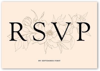 Rsvp Cards: Etched Floral Wedding Response Card, Black, Matte, Signature Smooth Cardstock, Square