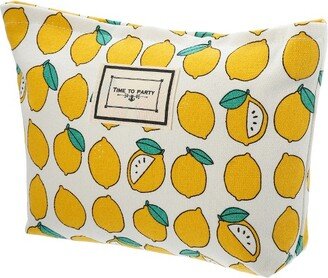 Unique Bargains Canvas Large Capacity Makeup Bag Yellow