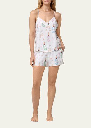 Champagne-Print Cami and Boxer Pajama Set