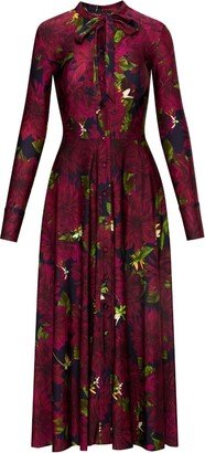 Dahlia print pleated dress