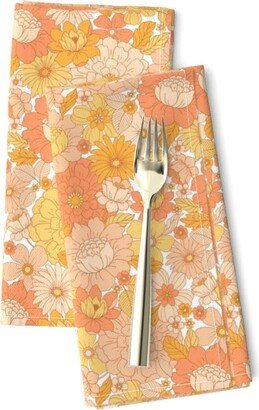 Vintage Summer Dinner Napkins | Set Of 2 - Retro Flowers By Innamoreva Feminine Botanical Garden 1970S Cloth Spoonflower