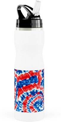 Photo Water Bottles: Tie Dye - Red White And Blue Stainless Steel Water Bottle With Straw, 25Oz, With Straw, Multicolor