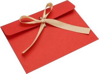 Unique Bargains 6.8 x 5 inch Invitation Envelopes with Ribbon Greeting Card Envelope for Business Wedding Red