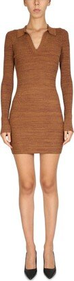 Marl Knitted Mini Polo Dress