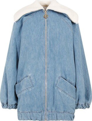 Oversize Denim Shearling Coat