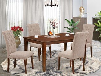 7 Pc Dining set with a Kitchen Table and 6 Wood Seat Kitchen Chairs in Oak Finish-AP