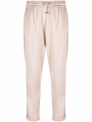 Contrast-Trim Silk-Blend Track Pants