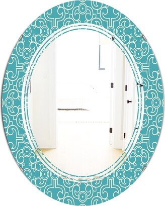 Designart 'Retro Abstract Pattern Design III' Printed Modern Round or Oval Wall Mirror - Triple C