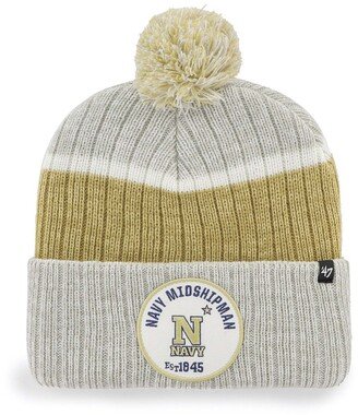 Men's Gray Navy Midshipmen Holcomb Cuffed Knit Hat with Pom