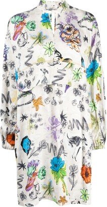 Bimba y Lola Graphic-Print Ruffle-Detail Midi Dress