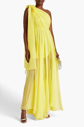 One-shoulder draped silk-crepon maxi dress