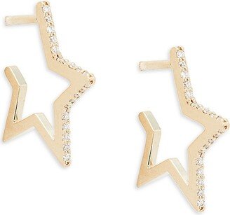 Saks Fifth Avenue Made in Italy Saks Fifth Avenue Women's 14K Yellow Gold & 0.098 TCW Diamond Star Half Hoop Earrings
