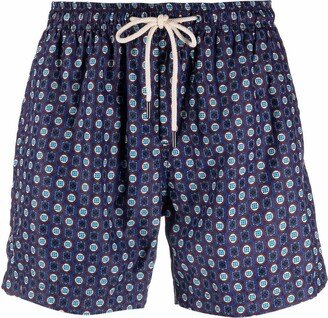 Geometric-Pattern Swim Shorts-AA