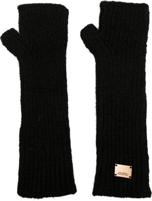 Kheo logo-plaque fingerless gloves-AA