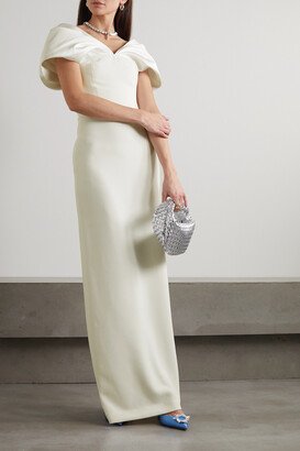 Dakota Off-the-shoulder Crepe And Satin-twill Gown - White