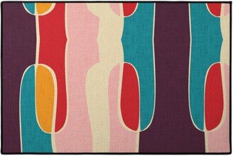 Door Mats: Mid Century Mod Retro Waves - Multi Door Mat, Multicolor