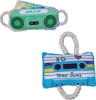 American Pet Supplies Old School Plush Dog Toy Combo (Cassette Tape & Boom Box)