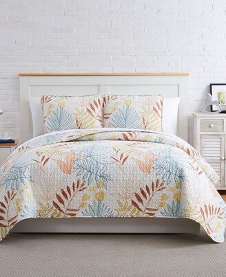 Tropic Leaf Quilt and Sham 3 Piece Set, Full or Queen