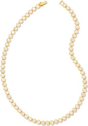 Carmen Gold Tennis Necklace in White Crystal